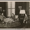 Among the foreign guests in the Reich capital was the Italian Minister of State Farinacci, who was received by the Fuhrer.  To the right of the Fuhrer are Reich Press Chief Dr. Dietrich and Minister of State Dr. Meissner.