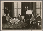 Among the foreign guests in the Reich capital was the Italian Minister of State Farinacci, who was received by the Fuhrer.  To the right of the Fuhrer are Reich Press Chief Dr. Dietrich and Minister of State Dr. Meissner.