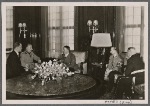 Among the foreign guests in the Reich capital was the Italian Minister of State Farinacci, who was received by the Fuhrer. To the right of the Fuhrer are Reich Press Chief Dr. Dietrich and Minister of State Dr. Meissner.