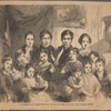 A characteristic group, representing Chang and Eng, the Siamese twins, with their wives and children.