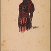 Sketch of a dark-skinned woman dressed in red and black garb