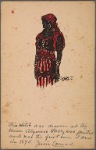 Sketch of a dark-skinned woman dressed in red and black garb