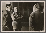 On the 29th and 30th of April talks were held in Salzburg between the Führer and the Duce, at which they expressed their full agreement and their satisfaction with the situation resulting from the overwhelming Axis victories.  Both statesmen are seen in conversation with Field Marshal Kesselring.