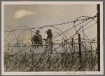 [A quiet time at the Front, but the watch in the West does not flag.  Heavy frost hangs on the barbed wire, behind which are German observation posts in every direction with a commanding view into enemy territory.]