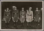 At a special reception, the Führer presented the Air Force's field marshals with their batons.  Our picture shows (from left): Field Marshal Milch, Field Marshal Sperrle, the Führer, Reichs Marshal Goering and Field Marshal Kesselring.