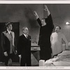 Ralph Bellamy, Sir Cedric Hardwicke, Lon Chaney, Jr. and Lionel Atwill in a scene from The Ghost of Frankenstein.