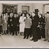 In the House of German Art in Munich the "Great German Art Exhibition 1942" was opened by Reich Minister Dr. Goebbels.  Dr. Goebbels during the first tour of the exhibition; to his left, Frau Prof. Troost; far left, Prime Minister Siebert.