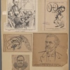 [Clockwise from upper left:] Secretary Sherman--"Now, gentlemen, the question is to reduce this to zero." A problem in arithmetic.  John Sherman's big lift. A put-up absolutely necessary to his existence.  A reminiscence of Chicago. John Sherman, of Ohio, the deadest of the "dark hor[se"?].  John Sherman, of Ohio.  A very busy bee. Long line of ears for the overworked presidential buzzer.