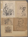 [Clockwise from upper left:] Secretary Sherman--"Now, gentlemen, the question is to reduce this to zero." A problem in arithmetic.  John Sherman's big lift. A put-up absolutely necessary to his existence.  A reminiscence of Chicago. John Sherman, of Ohio, the deadest of the "dark hor[se"?].  John Sherman, of Ohio.  A very busy bee. Long line of ears for the overworked presidential buzzer.