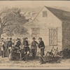 ...[O]f the negotiations between Gens. Sherman and Johnston, April 18, 1865.--James Bennett's house, where the interview was held--General Kilpatrick, with Confederate Gen. Hampton and staff discussing the campaign during the meeting between their chiefs.--Sketched by our special artist, J.E. Taylor.