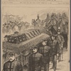 Obsequies of the late General William T. Sherman.--The remains of the deceased general, under escort of Lafayette Post, No. 140, G.A.R. passing down Fifth Avenue, New York City.--Drawn by Clinedinst.