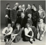 Cast and Crew of James Duff’s Home Front. Standing (left to right): John Falabella (costume design), unidentified person, Don Walters (production stage manager), unidentified person, Michael Attenborough (director), Richard Barr, James Duff, Hugh O'Connor, Chris Fields (Jeremy), and Jeff Knepper. Center: Carroll O'Connor (Bob), Frances Sternhagen (Maurine). Seated on Floor (left to right): Peter Cromarty, Shirley Herz (press representative), Linda Cook (Karen), and Clark Bason