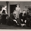 Valerie Cossart, Clifton Webb, Peggy Wood, Philip Tonge, and Mildred Natwick in a scene from the original Broadway production of Noël Coward's "Blithe Spirit."