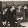 Osgood Perkins, Alfred Lunt, Noël Coward, and Lynn Fontanne in rehearsal for the original Broadway production of Noël Coward's "Point Valaine."