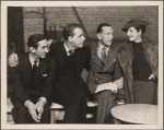 Osgood Perkins, Alfred Lunt, Noël Coward, and Lynn Fontanne in rehearsal for the original Broadway production of Noël Coward's "Point Valaine."
