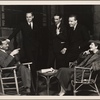 Noël Coward (author), John C. Wilson (producer), Osgood Perkins, Alfred Lunt, and Lynn Fontanne backstage prior to the opening of the original Broadway production of Noël Coward's "Point Valaine."