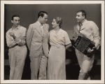 Osgood Perkins, Louis Hayward, Alfred Lunt, and Lynn Fontanne in the original Broadway production of Noël Coward's "Point Valaine."