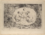 Nymph supported by two satyrs