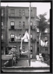 Tenement backyard with residents