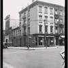Brick row houses with vacant shops: Hicks St. - Sackett St., Brooklyn