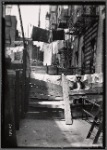 Tenement rear alley with inspector