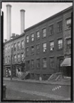 Brick tenements & storefronts; Sanitary Barber Shop: 39-45 Hudson Av-Plymouth-John, Brooklyn