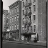 East Harlem tenement row with campaign signs for Lanzetta & Marcantonio: Manhattan