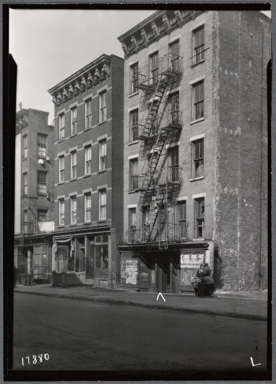 East Harlem tenement row with campaign signs for Lanzetta & Marcantonio ...