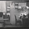 Apartment garment piece work set up with sewing machine