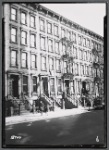 Brownstone row, residents on street and stoops: 75-81 E. 104th St-Park Av-Madison Av, Manhattan