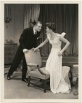 Elliott Nugent and Katharine Hepburn with chair in the stage production Without Love.