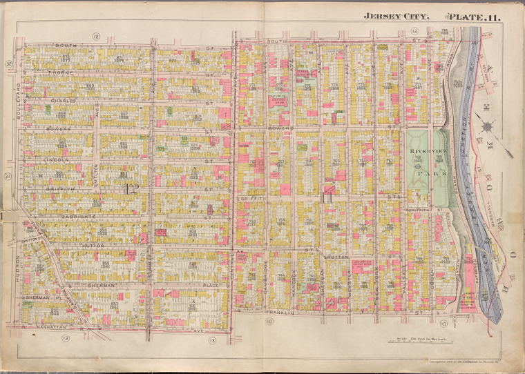 Jersey City, V. 1, Double Page Plate No. 11 [Map bounded by South St ...