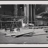 The Broadway Theatre during set construction for the stage production Candide