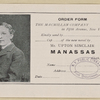Order form, The Macmillian Company...the new novel by Mr. Upton Sinclair. Manassas...