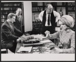 Lloyd Bridges, John Beal, Van Heflin and Angie Dickinson in the television production A Case of Libel