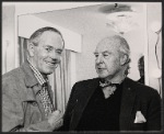 Henry Fonda and John Houseman backstage at the Helen Hayes Theatre during the run of the stage production Clarence Darrow