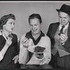 Studio portrait of Martha Scott, Ralph Meeker, and John McGiver in the stage production Cloud 7