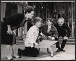 Jeanne Arnold, Daniel Davis, Katharine Hepburn and George Rose in the stage production Coco