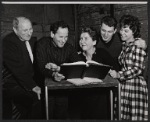 Morris Carnovsky, Eli Wallach, Maureen Stapleton, Peter Trytler and Suzanne Pleshette in rehearsal for the stage production The Cold Wind and the Warm