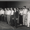 William Duell, Richard X. Slattery, James Karen, Roland Winters, Alan Bunce, Bill Travers and ensemble in the stage production A Cook for Mr. General