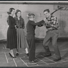 Teresa Wright, Judith Robinson, Charles Saari and Pat Hingle in rehearsal for the stage production The Dark at the Top of the Stairs
