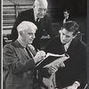 Emlyn Williams, director Herman Shumlin, and Jeremy Brett in rehearsal for the stage production The Deputy
