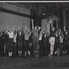 Choreographer Michael Kidd rehearsing the ensemble for the stage production Destry Rides Again