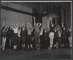 Choreographer Michael Kidd and ensemble in rehearsal for the stage production Destry Rides Again