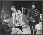Roddy McDowall [standing left foreground], Bert Remsen [standing right foreground] and unidentified others in the stage production Diary of a Scoundrel