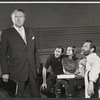 Albert Dekker [standing at left], Lois Smith [sitting at center], Sam Wanamaker [sitting at right] and unidentified [sitting at left] rehearsing the stage production Ding Dong Bell