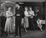 Phyllis Love, Andrew Prine, Evans Evans, Patrica Roe and unidentified others in the stage production A Distant Bell
