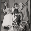 Joe Ponazecki [on floor], Louise Sorel [standing center with braids], Dolph Sweet [standing right with staff] and unidentified [standing left] in the stage production The Dragon