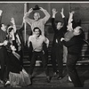 Alec Guiness [top center] and ensemble in rehearsal for the stahe production Dylan