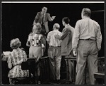 Jack Lemmon (standing on platform) and cast in the stage production Face of a Hero